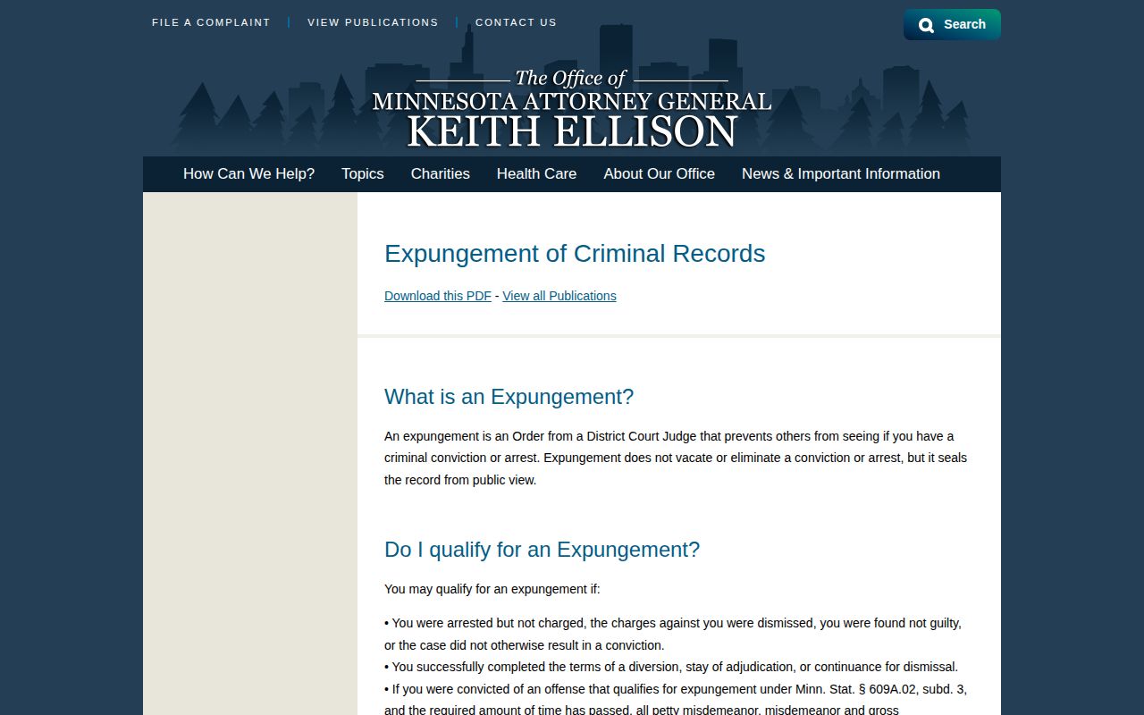 Grant County expungement record resource