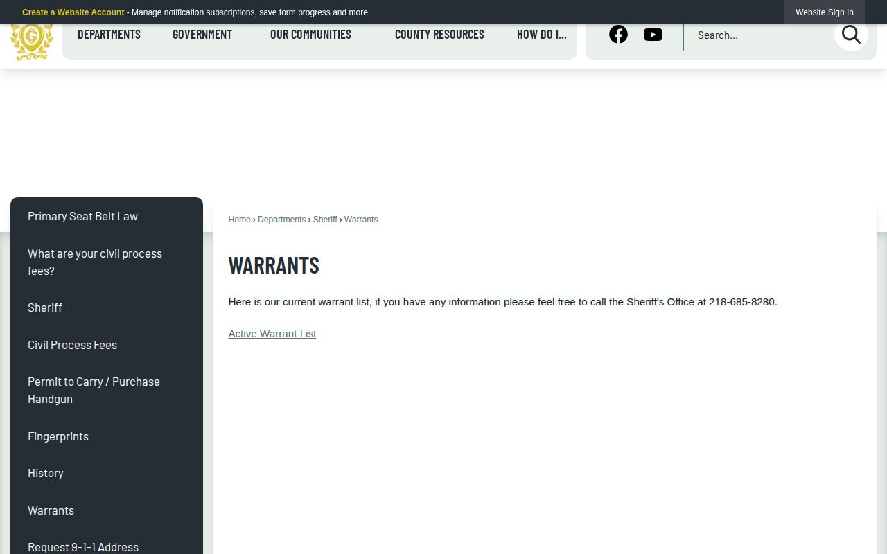 Grant County warrant list official source page for warrant records